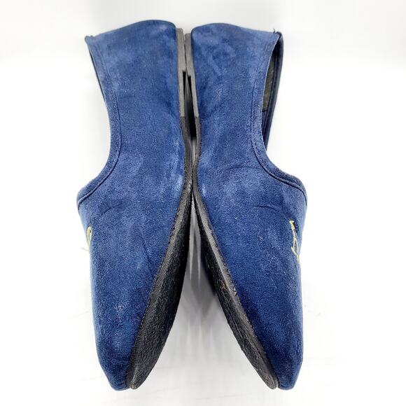 Madden Girl Bee Happy Navy Blue Glod Embroidered Round Toe Flats Women’s Sz 8.5 - Picture 4 of 9